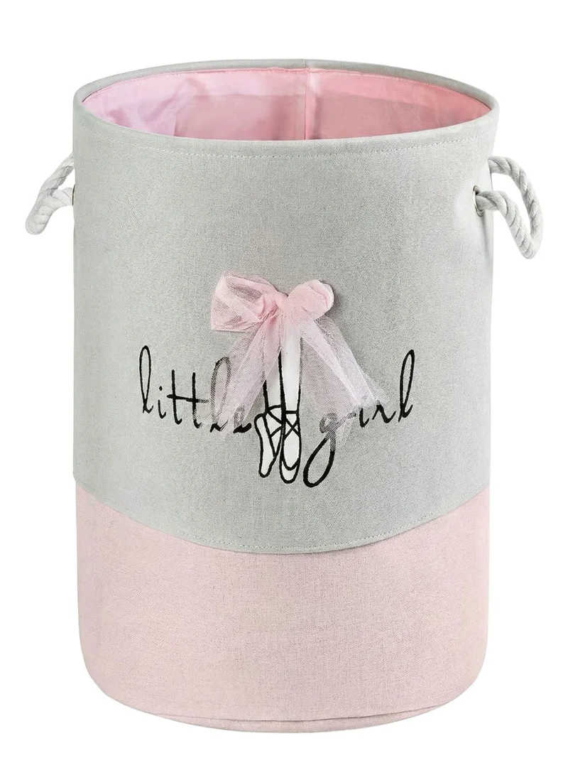 1Chase Kids Laundry Basket Canvas Storage Organizer – Ballet Bow Design, Foldable Toy and Clothes Hamper with Handles